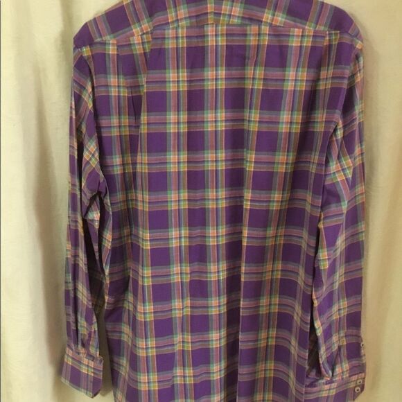 Peter Millar Fine Purple Mens Plaid Dress Shirt - Picture 4 of 4